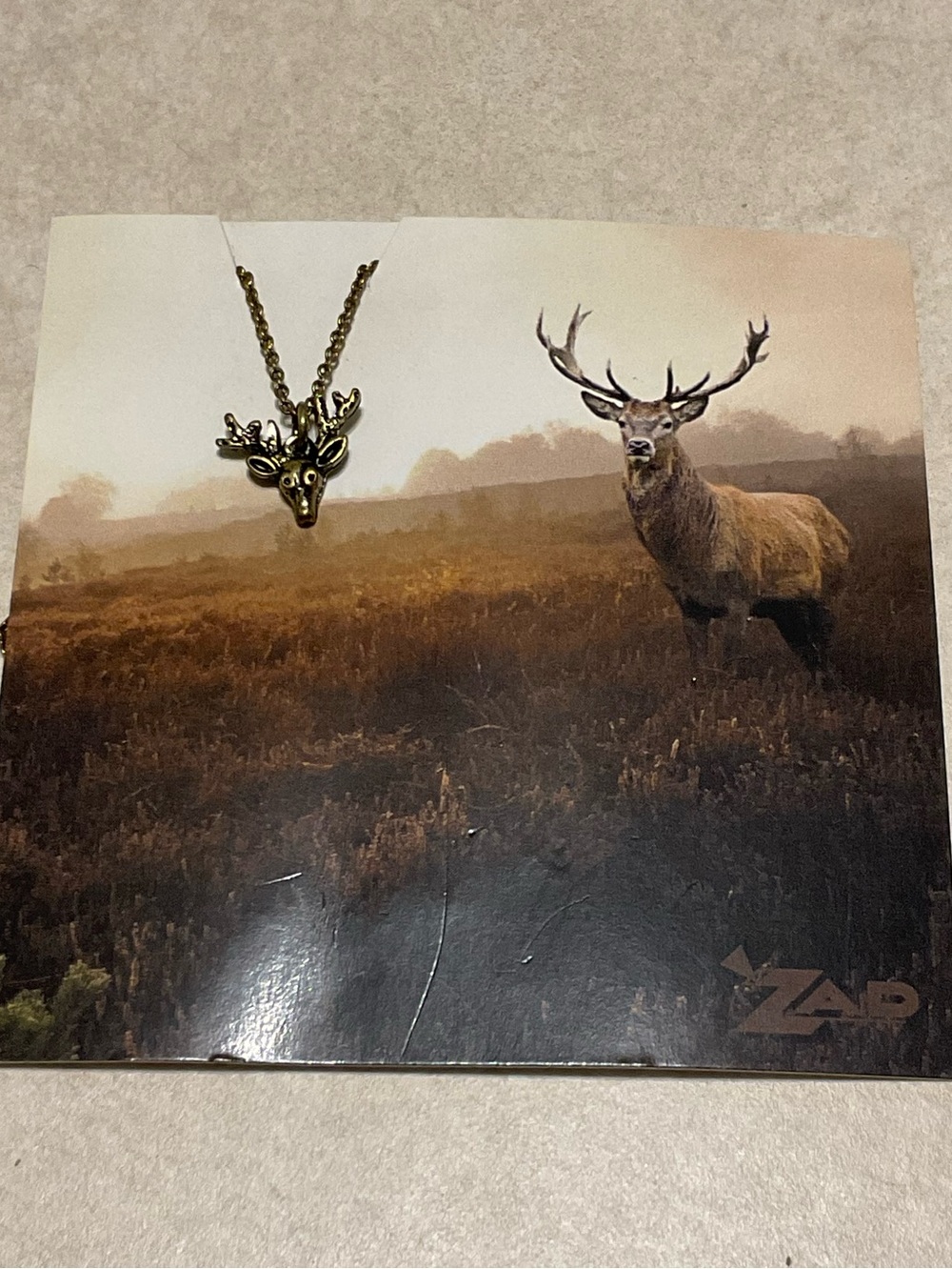 NWT Gold Deer Head Pendant Necklace - Gold Tone, 17” chain